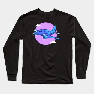 Airplane Propeller Cartoon Long Sleeve T-Shirt